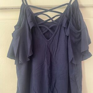 VENUS Navy Cold-Shoulder Crisscross Strappy Camisole